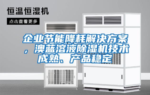 企業節能降耗解決方案，澳藍溶液除濕機技術成熟、產品穩定